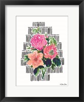 Framed Watercolor Floral with Black Lines