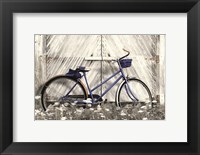 Framed Blue Bike at Barn