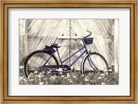 Framed Blue Bike at Barn