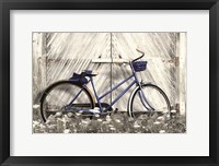 Framed Blue Bike at Barn