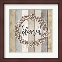Framed Blessed Pussy Willow Wreath