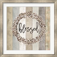 Framed Blessed Pussy Willow Wreath