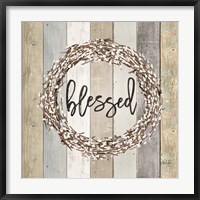 Framed Blessed Pussy Willow Wreath