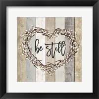 Be Still Pussy Willow Wreath Framed Print