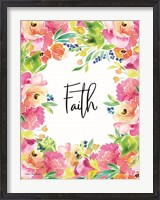 Framed Faith Watercolor Flowers
