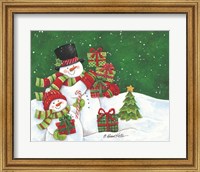Framed Father and Son Merry Christmas Snowmen