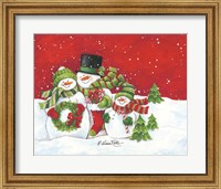 Framed Snowmen Family Merry Christmas