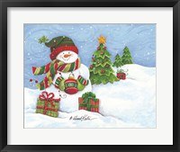 Framed Snowman with Ornament