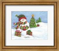 Framed Snowman with Ornament