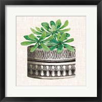 Cactus Mud Cloth Vase II Framed Print