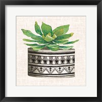 Cactus Mud Cloth Vase IV Framed Print