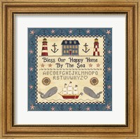 Framed Bless our Happy Home by the Sea Sampler