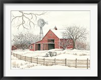 Framed Winter Barn with Windmill