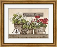Framed Cherish the Small Things Geraniums