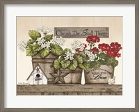 Framed Cherish the Small Things Geraniums