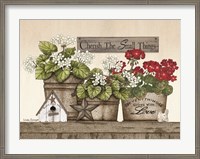 Framed Cherish the Small Things Geraniums