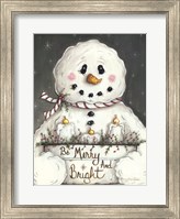 Framed Merry and Bright Snowman