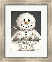 Framed Merry and Bright Snowman
