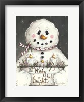 Framed Merry and Bright Snowman