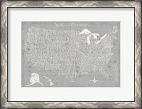 Framed Hand Lettered USA Map Gray
