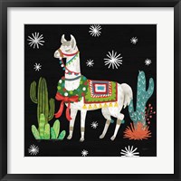 Framed Lovely Llamas V Christmas Black