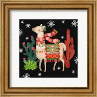 Framed Lovely Llamas IV Christmas Black