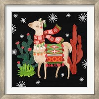 Framed Lovely Llamas IV Christmas Black