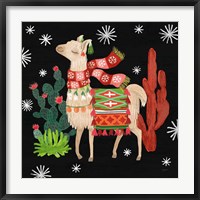 Framed Lovely Llamas IV Christmas Black