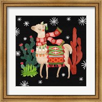 Framed Lovely Llamas IV Christmas Black