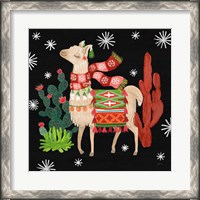 Framed Lovely Llamas IV Christmas Black