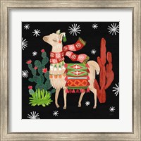 Framed Lovely Llamas IV Christmas Black