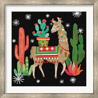 Framed Lovely Llamas III Christmas Black