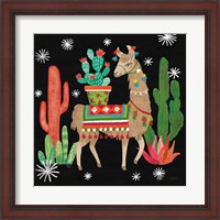 Framed Lovely Llamas III Christmas Black