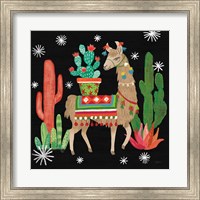 Framed Lovely Llamas III Christmas Black