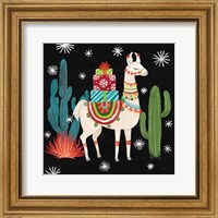 Framed Lovely Llamas II Christmas Black