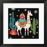 Framed Lovely Llamas II Christmas Black