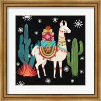 Framed Lovely Llamas II Christmas Black