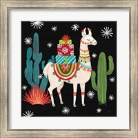 Framed Lovely Llamas II Christmas Black