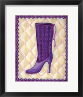 Framed 'Boots Purple With Tiny Flowers' border=