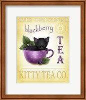 Framed 'Blackberry Tea Cat' border=