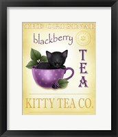 Framed 'Blackberry Tea Cat' border=