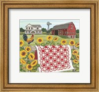 Framed Red & White Farm Quilt