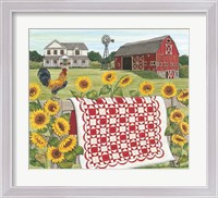 Framed Red & White Farm Quilt