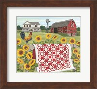 Framed Red & White Farm Quilt