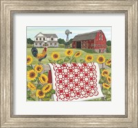 Framed Red & White Farm Quilt