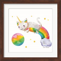 Framed 'Rainbow Caticorn II' border=