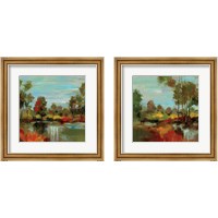 Framed 'Hidden Pond Hues 2 Piece Framed Art Print Set' border=
