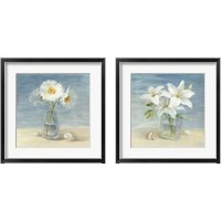 Framed 'Flowers and Shells 2 Piece Framed Art Print Set' border=