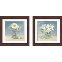 Framed 'Flowers and Shells 2 Piece Framed Art Print Set' border=