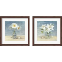 Framed 'Flowers and Shells 2 Piece Framed Art Print Set' border=